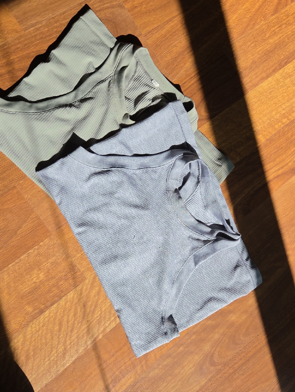 Athleta Ribbed Tank Tops in Light Olive and Gray